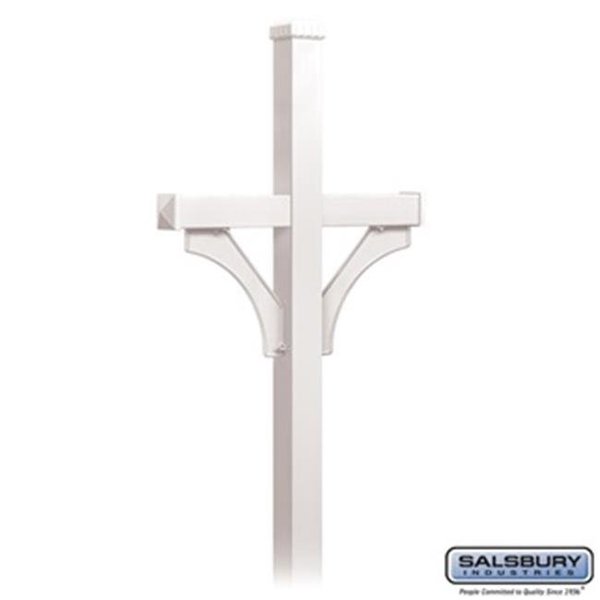 Salsbury Salsbury 4372WHT Deluxe Post - 2 Sided - In-Ground Mounted for Roadside Mailboxes; White 4372WHT